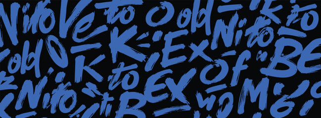 Abstract graffiti background with blue brush strokes on black urban street art style texture with handdrawn lettering elements © Zbrake Studio