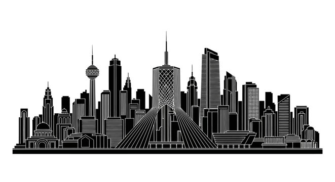 Riyadh City Skyline Silhouette, Iconic Saudi Arabian Urban Landmark