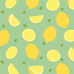Seamless Lemon and Mint Leaf Pattern © tiara