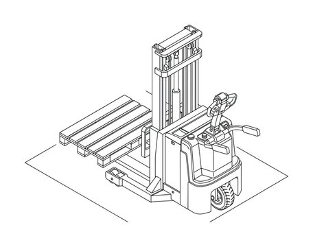 Outline drawing of a powered industrial truck, an electric pallet stacker