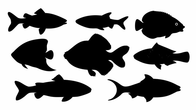 Set of fish silhouettes