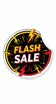 Flash Sale Sticker with Lightning Bolts and Starbursts