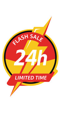 Flash Sale 24h Limited Time Offer Badge with Lightning Bolt