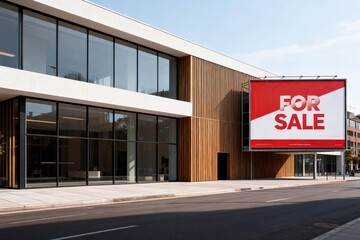 Fototapeta premium Modern building with for sale sign