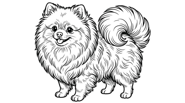 Pomeranian Dog Sketch - Cute Fluffy Canine Illustration