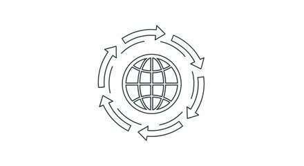 Globe with circular arrows around it. © Robot