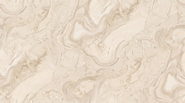 A high-resolution background of beige natural marble stone featuring unique swirling patterns and organic fossilized shell textures for luxury interior design.