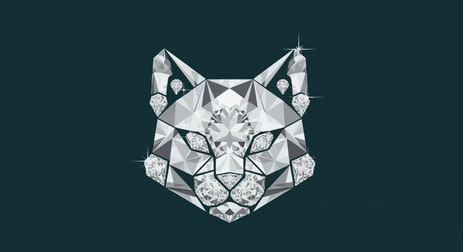 Geometric Diamond Lynx Head Icon - Luxury Animal Logo Design