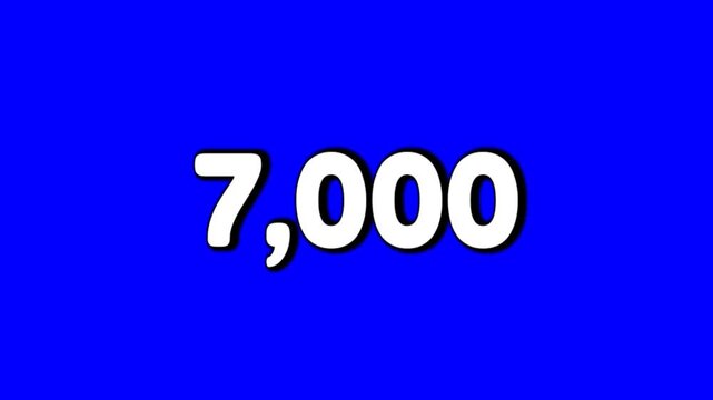 Number 7000 sign symbol price tag smoke effects animation motion graphics cartoon on blue screen background for video elements