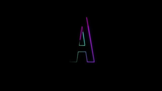 Neon letter A with alpha channel, neon alphabet, alphabet and letters with transparent background, letters in neon style