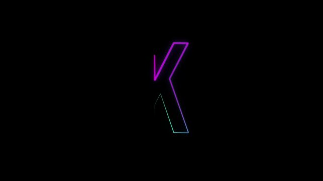 Neon letter K with alpha channel, neon alphabet, alphabet and letters with transparent background, letters in neon style