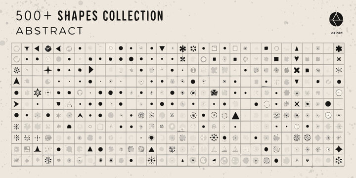 abstract shapes collection geometric symbols and icons on textured background