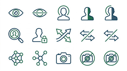 Fototapeta premium Collection of user interface icons representing various digital concepts and actions.