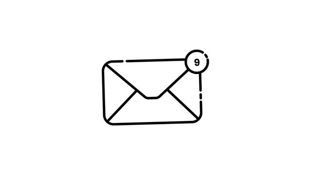 Outlined Email Envelope Icon with Message Counter Badge on Isolated Background