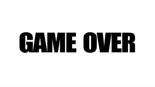 Minimalist Black Game Over Thin Text Animation on White Background HD.
