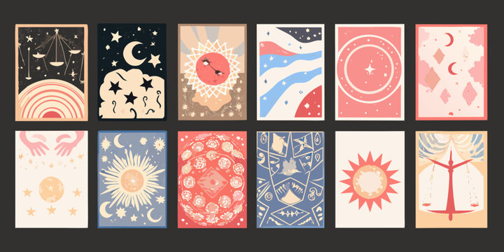 tarot card set illustrated celestial and mystical designs