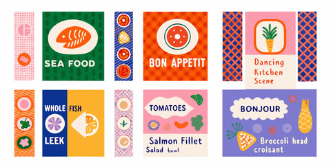 retro food poster suite a delightful grid of twelve illustrated panels © KumariKamona
