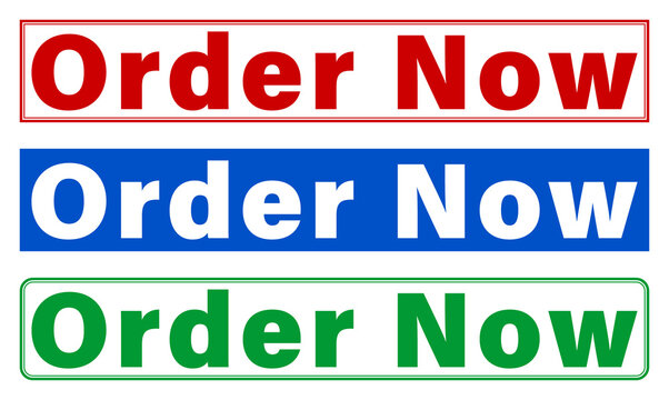 Three colorful order now buttons with different background colors