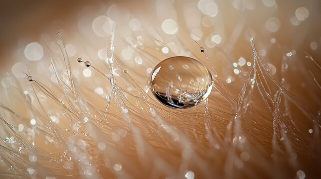 Lash curl macro detailed eyelash with large water droplet dewdrop natural curl pattern light refraction artistic photography