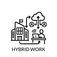 Naklejka premium Hybrid Work Office Collaboration Icon for Flexible Remote and Onsite Business Teams