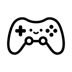 Cute Kawaii Style Game Controller Icon with Smiling Face and Simple Line Art © Namu Icons