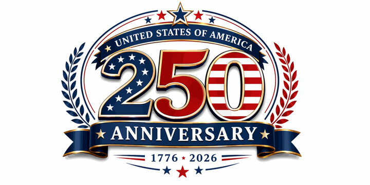 United states of america 250th anniversary laurel wreath emblem