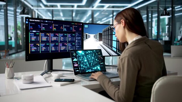 Data Scientist Closely Monitoring AI System Performance