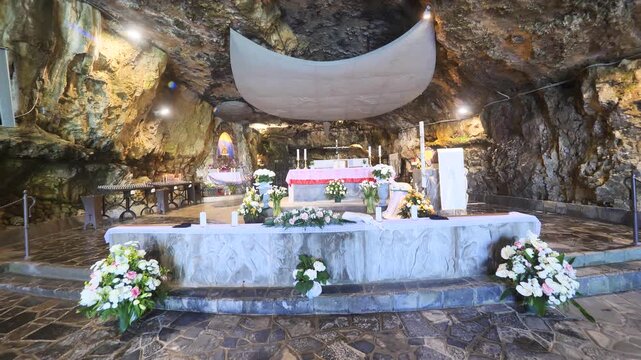 Altar in Corna Busa Sanctuary, Lombardy, Italy
