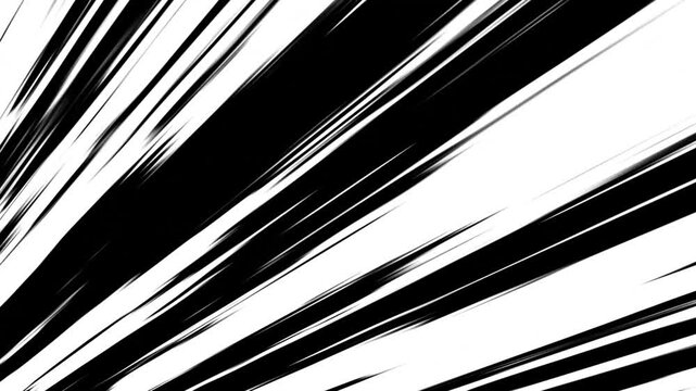 Dynamic Black and White Abstract Lines Moving Diagonally, Creating a Speed Blur Effect, Suitable for Manga, Comic, Speed, Energy, Impact