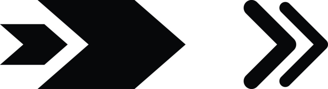 Two distinct black arrow symbols pointing to the right on a transparent background