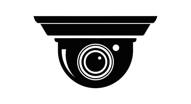 Security camera icon, black surveillance symbol, CCTV vector, monitoring sign, safety logo
