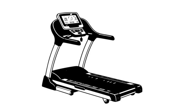 Modern treadmill machine vector illustration for indoor cardio running and walking exercise