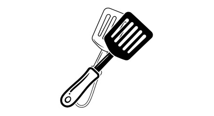 Black and white grill spatula tool. © Baskara