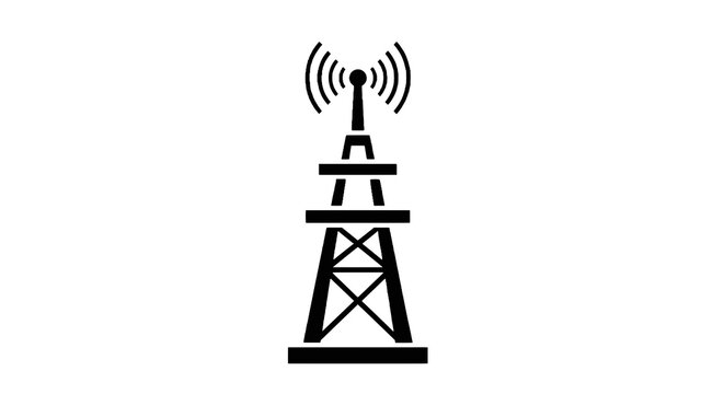 Black and white cell phone tower.