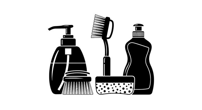 Cleaning supplies household items.