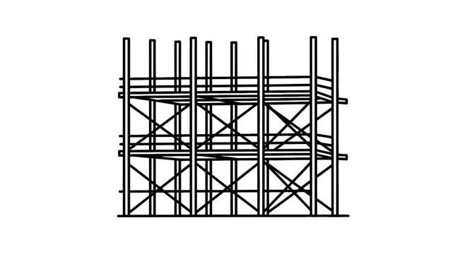 Industrial scaffolding structure for construction work.