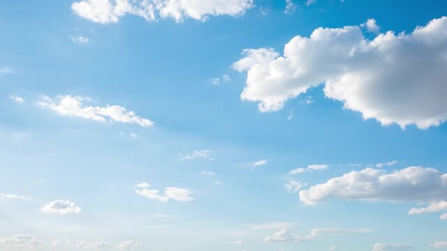 Timelapse of Big White Clouds in the Blue Sky in Summer, Nature Timelapse
