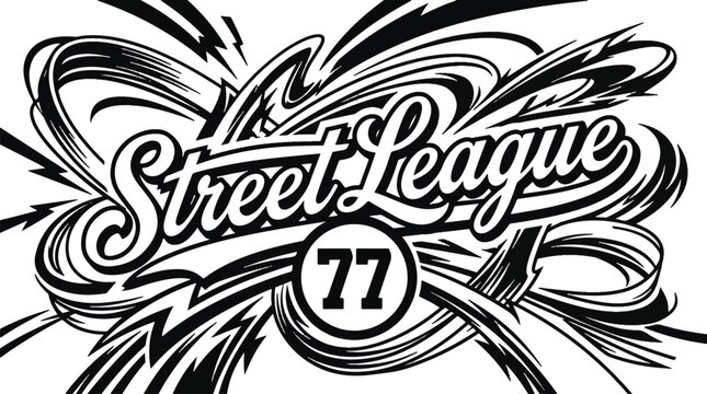 Vintage street league sports logo with number 77