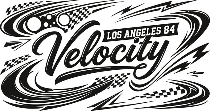 Vintage los angeles 84 velocity racing logo design
