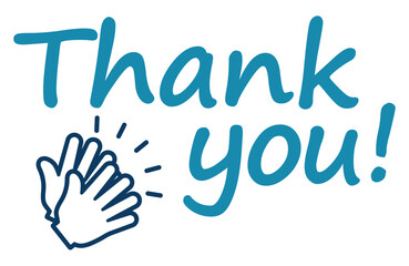 Fototapeta premium Thank you文字と拍手アイコン 感謝とお礼のリアクションデザイン素材 Thank You Lettering with Clapping Hands Icon Appreciation Message Design 