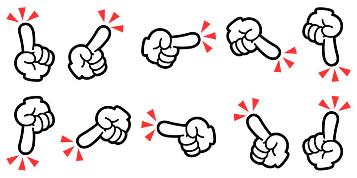 指さしハンドアイコンセット 注目・強調のポインタージェスチャー素材　Pointing Hand Icon Set Attention Pointer Gesture Highlight Symbols
