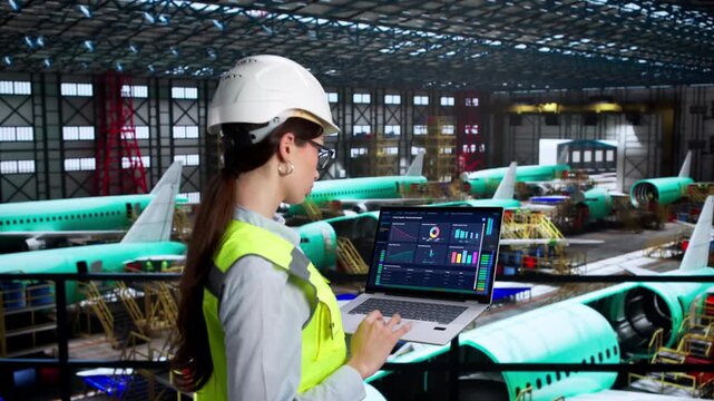 Female Engineer Scada Software On Laptop Computer