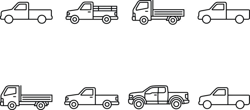 Forklift trucks in linear perspective on white background for logistics and industrial concepts