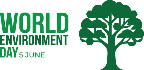 June 5 world environment day green tree and typography design © MDRAJU