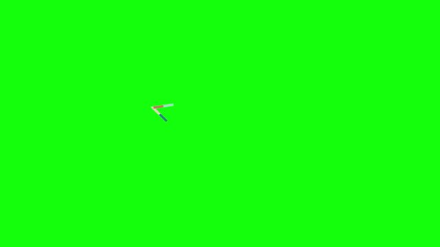 2D animated colorful line drawing a star shape, segments of purple pink and blue tracing the outline, lines fading as they form the star, isolated on green screen.