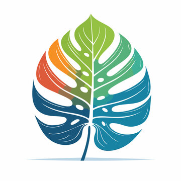 Colorful Monstera Leaf Illustration