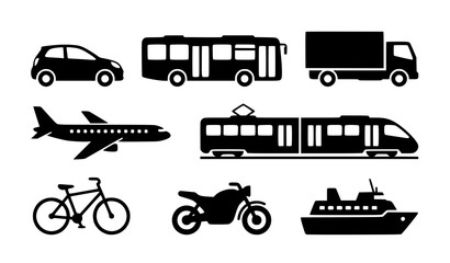 Obraz premium Minimal transportation vehicle icon vector collection isolated on white EPS 10