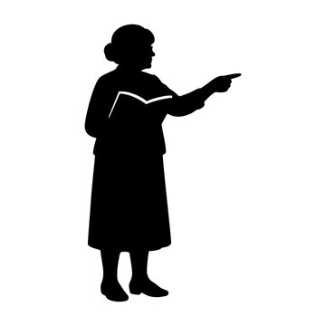Teacher Silhouette Guiding Wisdom Through Book
