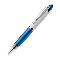 Naklejka premium Blue ballpoint pen on white background isolated isolated on transparent background