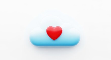 Obraz premium Red heart on blue rounded icon